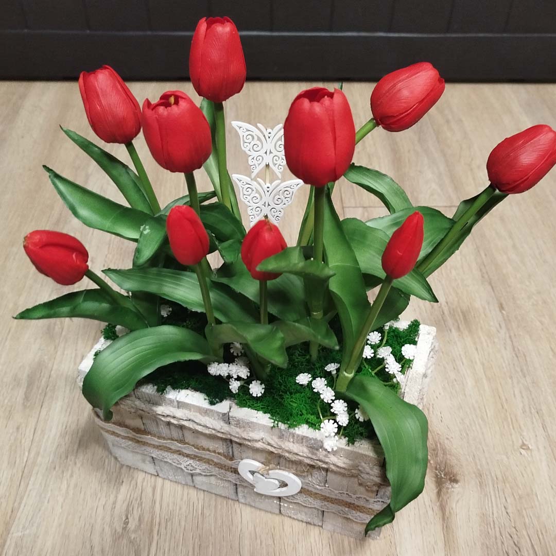 Box kwiatowy tulipany czerwone zdjęcie 1