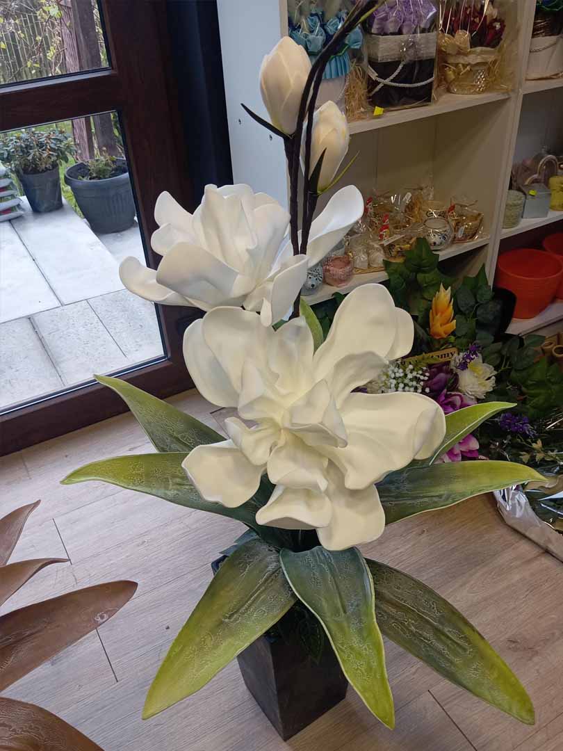 Kompozycja z kwiatów piankowych 70cm białych zdjęcie 1